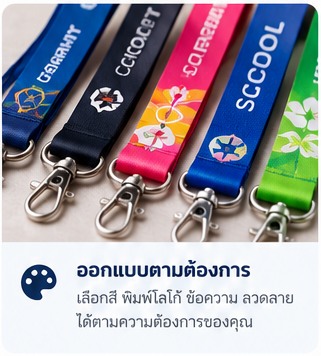 ภาพตัวอย่างสายคล้องบัตรออกแบบตามความต้องการ สร้างด้วย AI